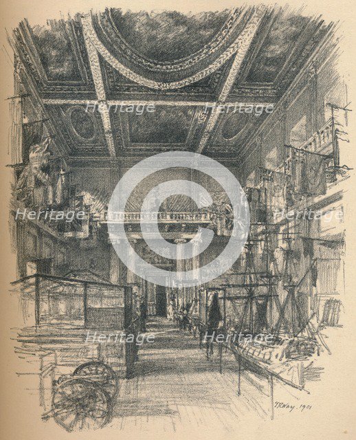 'Interior of the Banqueting Hall, Whitehall Palace', 1902. Artist: Thomas Robert Way.