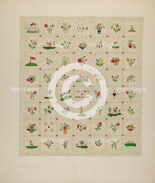 Bedspread, c. 1940. Creator: Catherine Fowler.