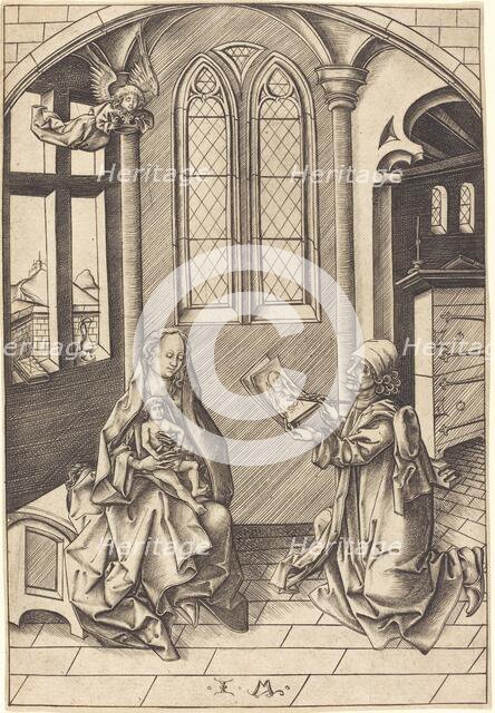 Saint Luke Drawing a Portrait of the Virgin, c. 1475. Creator: Israhel van Meckenem.