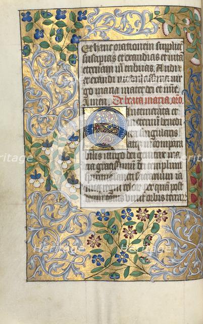 Book of Hours (Use of Rouen): fol. 22v, Large Initial O with Elaborate Border, c. 1470. Creator: Master of the Geneva Latini (French, active Rouen, 1460-80).