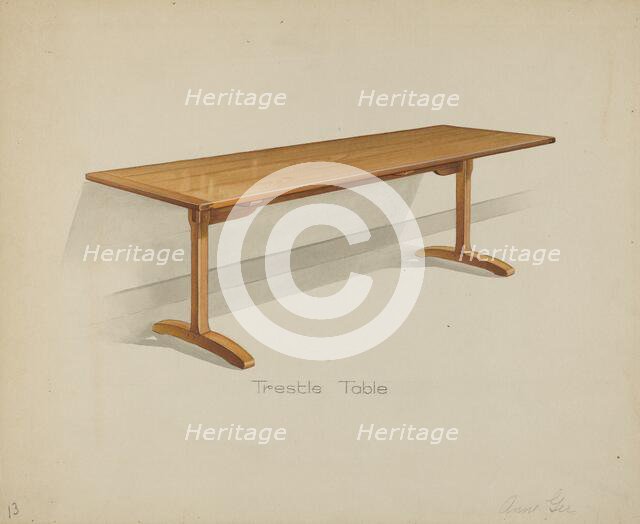 Shaker Trestle Dining Table, 1935/1942. Creator: Anne Ger.