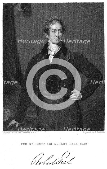 Robert Peel, 19th century British statesman. Artist: J Cochran