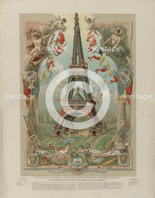 Ce que sera la tour Eiffel la grande attraction de Exposition universelle de 1889, 1889. Creator: Anonymous.