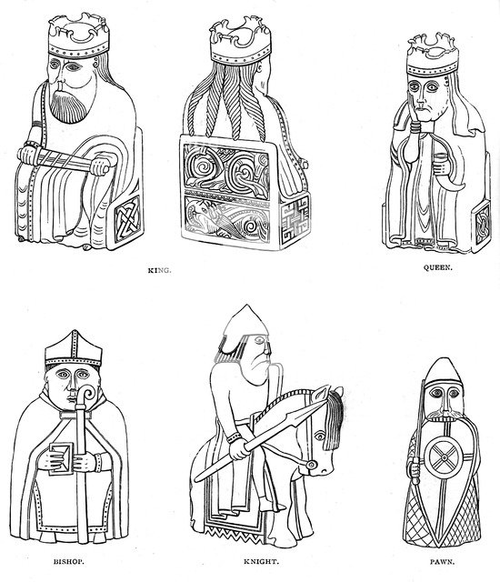 Bone chessmen of Scandinavian design, 12th or 13th century, (1892). Artist: Unknown