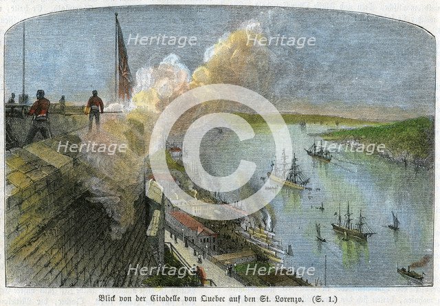 View over the St Lawrence River from the citadel of Quebec, Canada, c1875. Artist: Unknown