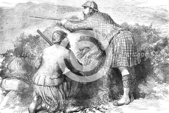 The Prince of Wales grouse-shooting in the Highlands, 1881. Creator: Unknown.