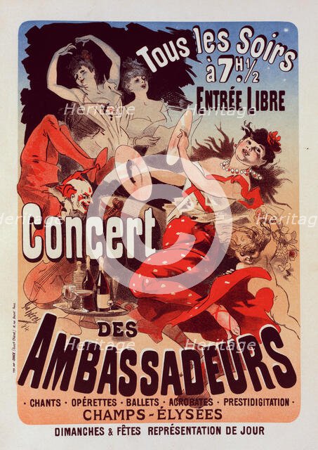 Affiche pour le "Concert des Ambassadeurs", c1899. Creator: Jules Cheret.