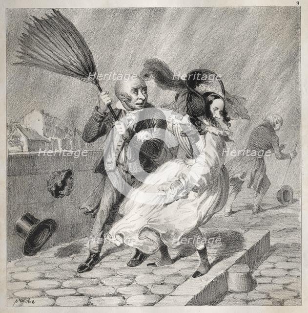 Bambochades: Vois-tu que mon baromêtre est au beau!...cest un riche temps pour..., 1841. Creator: Clémente Pruche (French, 1831-1870).