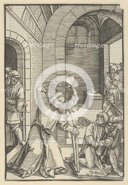 Christ Purifying the Temple, from Speculum passionis domini nostri Ihesu Christi, 1507. Creator: Hans Schäufelein the Elder.