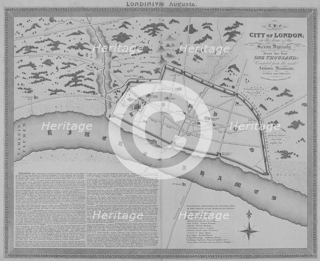 Map of London during the Saxon period, 1835. Artist: Anon