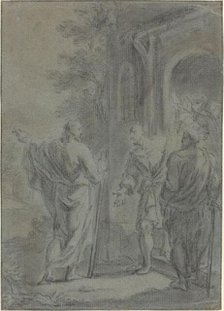 Figures (Christ Calling One of the Apostles?), 17th century. Creator: Unknown.