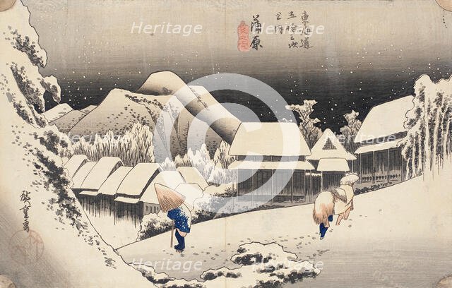 Evening Snow at Kambara, between circa 1833 and circa 1834. Creator: Ando Hiroshige.