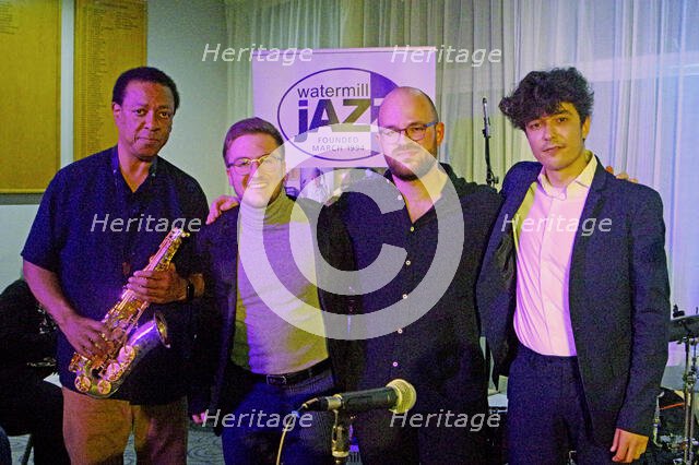 Joan Fort Trio plus Vincent Herring, Watermill Jazz Club, Dorking, Surrey, 20 May 2025. Creator: Brian O'Connor.