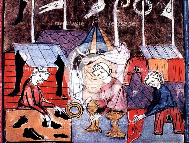 The fair of Saint-Denis in Paris, Miniature in 'Grandes Chroniques de France', illuminated manusc…