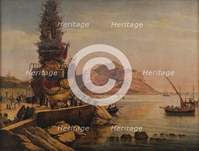 Triumphal chariot of Saint Rosalia at the Feast of 1835, 1835. Creator: Lochi, Enrico (active ca 1835).