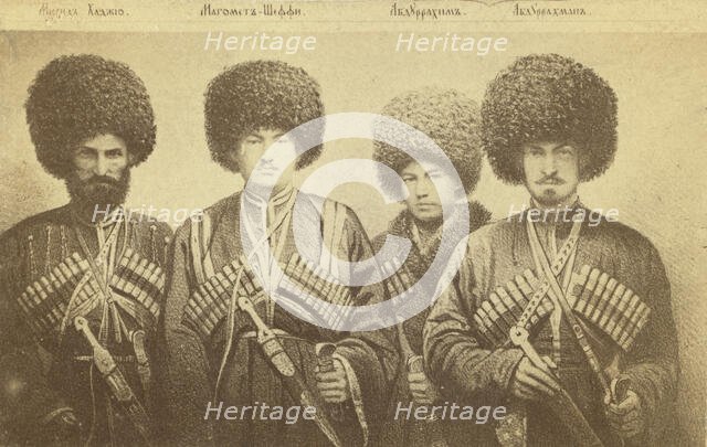 Group portrait of four men from Transcaucasus region, between 1870 and 1886. Creator: Unknown.