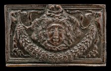End panel of a writing casket: Medusa Head, Garland, and Bucrania, c. 1500. Creator: Unknown.