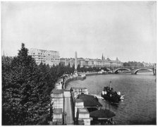The Thames Embankment and Cleopatra's Needle, London, late 19th century.Artist: John L Stoddard