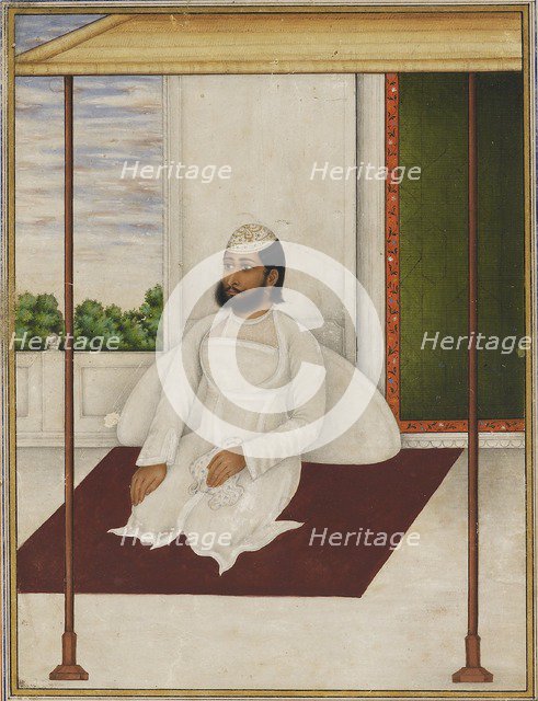 Man in a flowered skull cap, 19th century. Artist: Unknown.