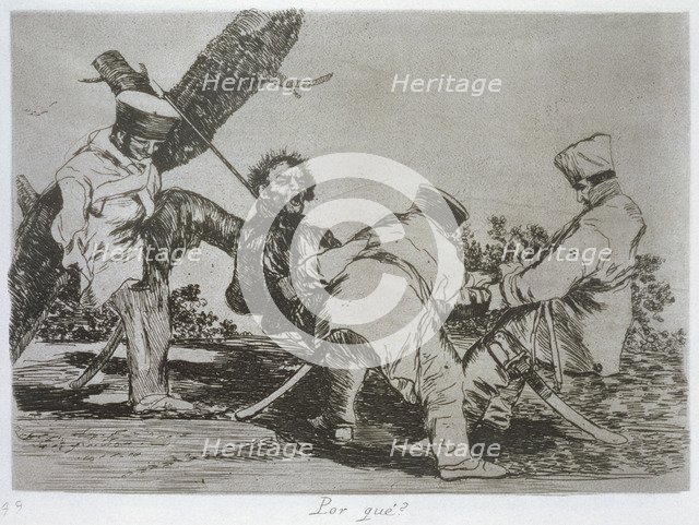 The Disasters of War, a series of etchings by Francisco de Goya (1746-1828), plate 32: 'Por qué?'…