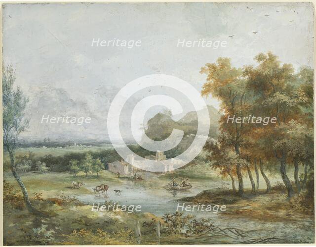 Italian Landscape with a Boating Party. Creator: Louis Gabriel Moreau.