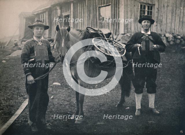 'Saetersdalen Highlanders with Pack-Horse', 1914. Creator: Unknown.