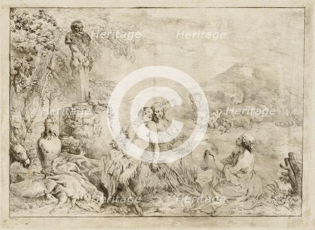 Landscape with a Satyr Family and Classical Sculpture, 1775/1776. Creator: Giovanni David.