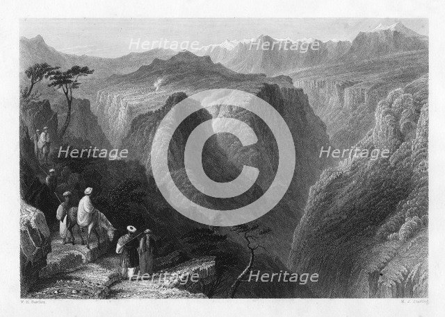 Mount Lebanon, above the valley of the Kedesha, or Holy Valley, Lebanon, 1841.Artist: MJ Starling