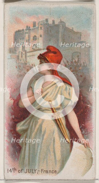14th of July, France, from the Holidays series (N80) for Duke brand cigarettes, 1890., 1890. Creator: George S. Harris & Sons.