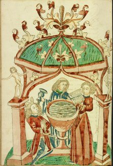 The Baptism of Josaphat; Barlaam und Josaphat, 1469. Creators: Hans Schilling, Diebolt Lauber.