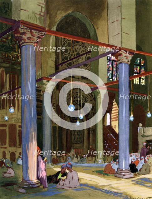 Interior of the al-Mu'ayyad Mosque, Cairo, Egypt, 1928. Artist: Louis Cabanes