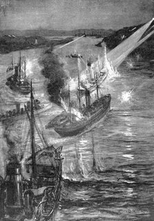Ship battle at the Russo-Japanese War, 1904. Artist: Unknown