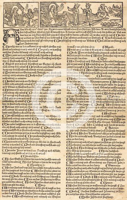 Calendar with the Nativity and Adoration, 1475. Creator: Unknown.