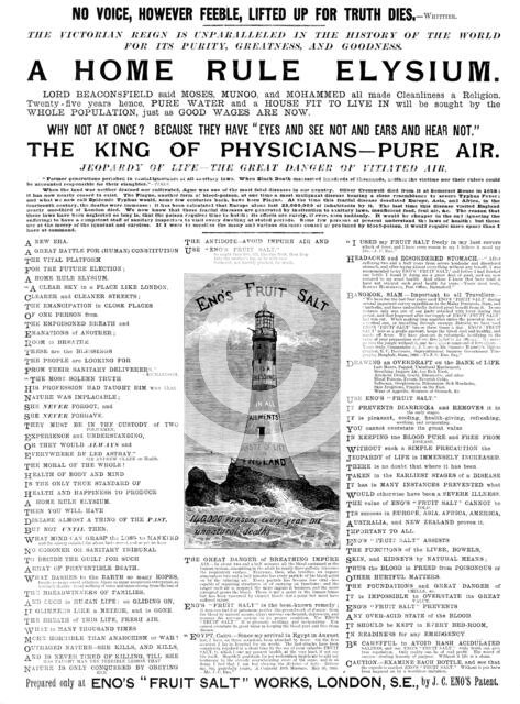 Advertisement for Eno's "Fruit Salt'', 1895. Creator: Unknown.