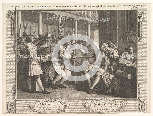 The Industrious 'Prentice Alderman of London, The Idle One Brought Before Hi..., September 30, 1747. Creator: William Hogarth.