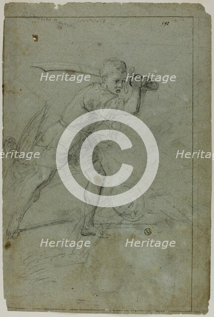 David Beheading Goliath (recto), c. 1621. Creator: Domenico Fiasella.