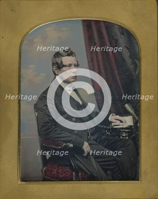 Portrait of a Seated Man with Graying Muttonchop Whiskers, 1852-1855. Creator: William Edward Kilburn.