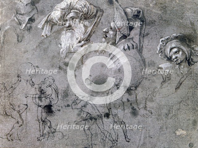 'Study with Heads with Expressions', c1468-1533. Artist: Cornelius Engebrechtsz