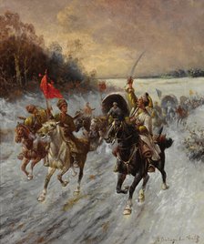 The Siberian gold convoy, 1900s-1910s. Artist: Baumgartner-Stoiloff, Adolf (1850-1924)