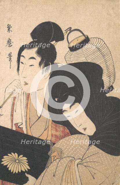 Young Woman at Night accompanied by a Servant..., late 18th-early 19th century. Creator: Kitagawa Kikumaro.