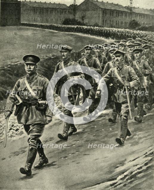 Captain William Redmond leading Irish troops at the Front, First World War, 1916, (c1920). Creator: Samuel Begg.