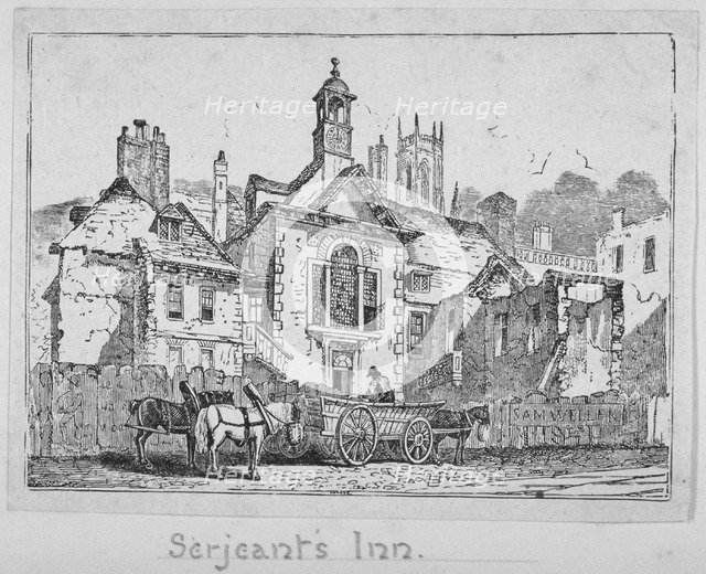 View of Serjeants' Inn with a horse and cart, Chancery Lane, City of London, 1840. Artist: Anon