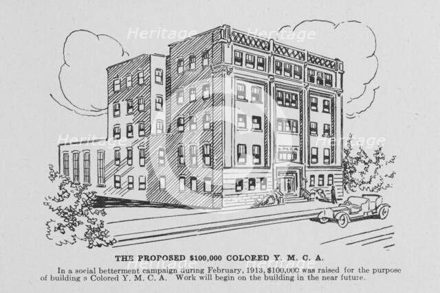 The proposed $ 100,00 Colored Y.M.C.A; In a social betterment campaign during February, 1913.... Creator: Unknown.