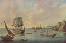 'English Men o' War in Malta Harbour in Malta Harbour', c1805. Artist: John Thomas Serres.