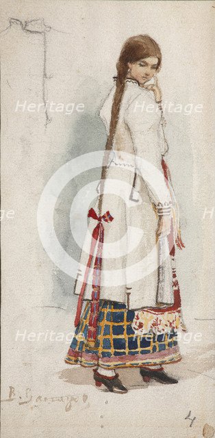 Costume design for the opera Rusalka by A. Dargomyzhsky. Artist: Vasnetsov, Viktor Mikhaylovich (1848-1926)