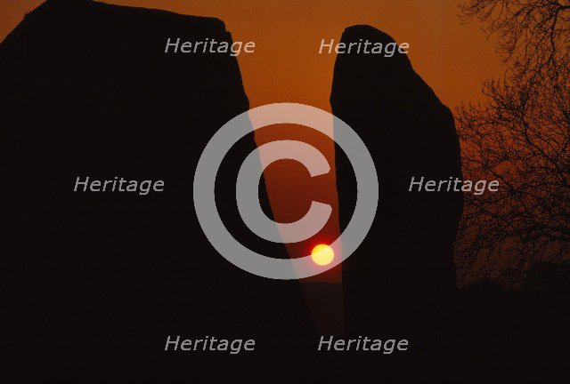 Sunrise, Megalithic circle, Avebury, Wiltshire, 20th century. Artist: CM Dixon.