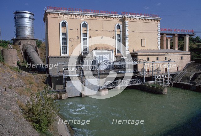 Hydroelectric power station near Tashkent. Artist: Unknown