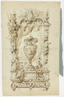 Monumental Vase in Ornamental Frame (recto)..., n.d. Creator: Unknown.