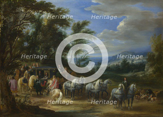 Philippe François d'Arenberg meeting Troops, 1662. Artist: Meulen, Adam Frans, van der (1632-1690)