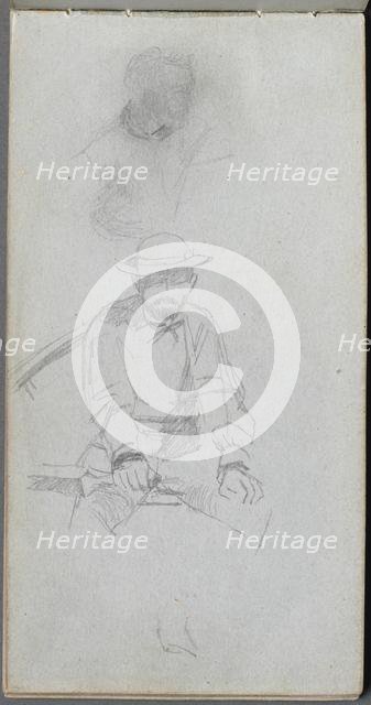 Sketchbook, page 30: Seated male Figure and Figure in Profile. Creator: Ernest Meissonier (French, 1815-1891).